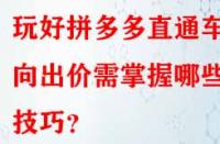 玩好拼多多直通車定向出價需掌握哪些技巧？