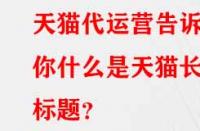 天貓代運(yùn)營告訴你什么是天貓長標(biāo)題？