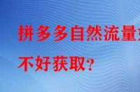 拼多多自然流量好不好獲??？