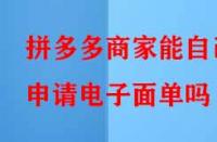 拼多多商家能自己申請電子面單嗎？