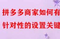 拼多多商家如何有針對(duì)性的設(shè)置關(guān)鍵詞？