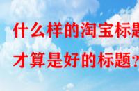 什么樣的淘寶標(biāo)題才算是好的標(biāo)題？
