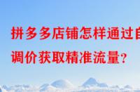 拼多多店鋪怎樣通過自動調價獲取精準流量？