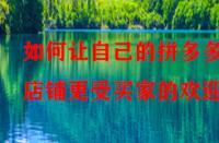 如何讓自己的拼多多店鋪更受買家的歡迎？